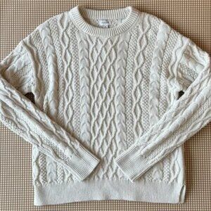 J. Crew Ivory Cable Cotton Sweater